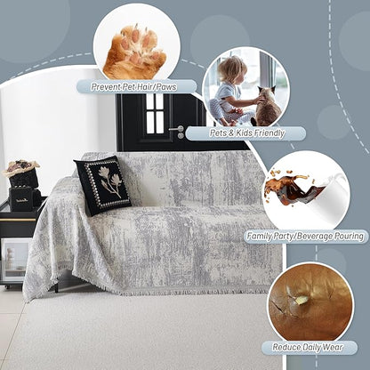 MYSKY HOME Couch Cover for Sectional Sofa Set - Washable Pet Couch Cover, 3 Cushion, Chenille, Multi-Use, 91" X150