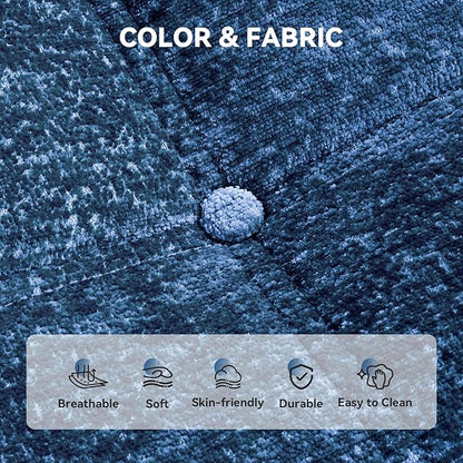 Bean Bag Chair, Soft Chenille Pre-Filled Lazy Chair Floor Sofa Bean Bag Chair for Adults and Teens, Accent Chair for Living Room Bedroom Apartment (Dark Blue)