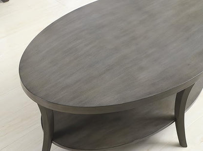 Roundhill Furniture Contemporary Perth Oval Shelf Coffee Table Set, Grey