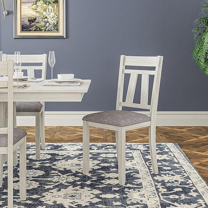 Wood Dining Table Set for 6, Modern Breakfast Dinette Kitchen Table with Chairs for Dining Room, Kitchen, Grey