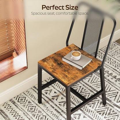 Dining Chairs Set of 2, Wooden Kitchen Chairs, Farmhouse Dining Chairs with Back Support, for Living Room, Kitchen, Rustic Brown and Black CY01L2BRN1