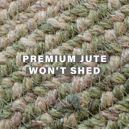 Homespice Grassland Braided Area Rug 5x8' - Jute Braided Natural Rugs for Living Room for Rustic Country Decor