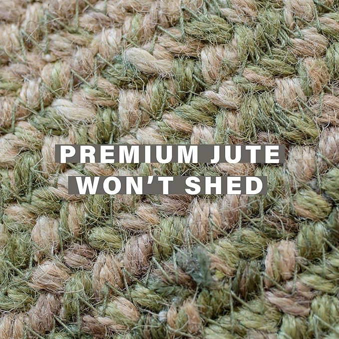 Grassland Sage Green Rug 20x30 – Jute Braided Rugs Country Style for Kitchen and Entryway