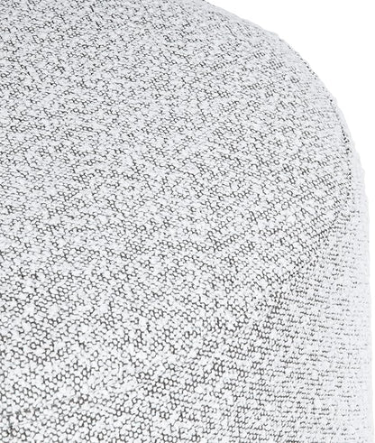 Bouclé Ottoman with Wooden Base – 22” Round Upholstered Footrest, Cream Bouclé with Gray Yarns, Modern Accent Stool for Living Room & Bedroom