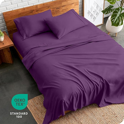 Bare Home Full Sheet Set - Luxury 1800 Ultra-Soft Microfiber Full Bed Sheets - Double Brushed - Deep Pockets - Easy Fit - 4 Piece Set - Bedding Sheets & Pillowcases (Full, Plum)