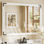 TETOTE 40 x 30 White Wood Framed Mirror for Bathroom Wall/Bedroom/Living Room/Entryway Farmhouse Rustic Bathroom Vanity Mirror Waterproof (Horizontal/Vertical Mounted)