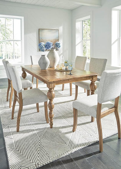 Signature Design by Ashley Rybergston Casual Stain Resistant Upholstered Solid Wood Dining Chair, Set of 2, Beige & Light Brown