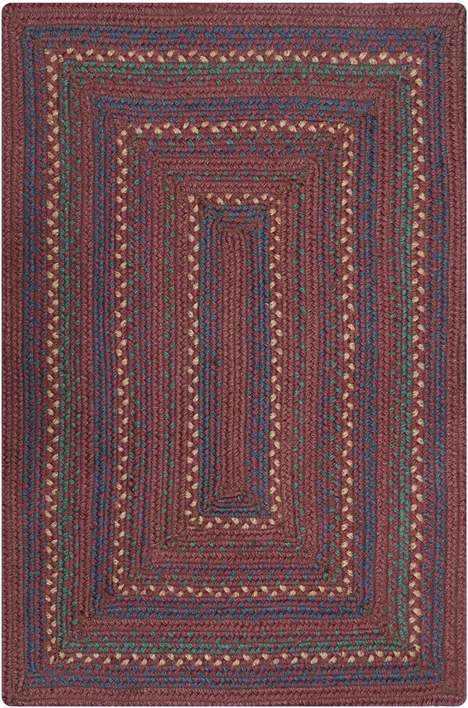Jamestown Burgundy Braided Area Rug, Jute, 6x9' Rectangle - Rustic Primitive Decor for Dining Room, Living Room, Everywhere