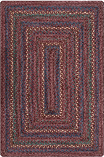 Jamestown Burgundy Small Braided Rug, Jute, 2x3' Rectangle - Rustic Primitive Decor for Kitchen, Bathroom, Everywhere