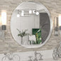 TokeShimi Round Mirror 24 Inch Brushed Silver Round Bathroom Mirror for Wall Non-Rusting Aluminum Alloy Brushed Silver Matte Metal Frame Modern Circle Mirror Multi Style Home Decor