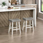 Lexicon Saddle Bar Stools Set of 2 Barstools with Footrest, Armless Dining Chairs for Kitchen Island, Breakfast Nook, Living Room, Counter Height, White/Coffee