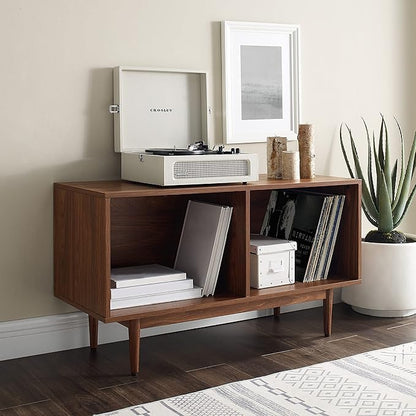 Crosley Furniture Liam Medium Vinyl Record Storage TV Stand and Entertainment Center, Media Console, Walnut