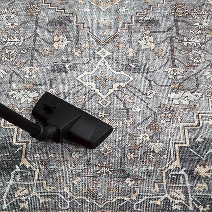 Keen Home Design 6x9 Rug - Machine Washable Area Rug with Non-Slip Backing, Ideal for Living Room, Dining Room, Bedroom - Vintage, Easy Clean, Durable, Low Pile Rug - (6' x 9')