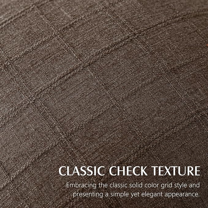 Foindtower Set of 2 Decorative Linen Check Throw Pillow Covers Neutral Farmhouse Vintage Cushion Covers Modern Boho Home Decor for Sofa Chair Couch Bedroom Living Room Outdoor,16×16 Inch,Dark Brown