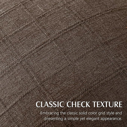 Foindtower Set of 2 Decorative Linen Check Throw Pillow Covers Neutral Farmhouse Vintage Cushion Covers Modern Boho Home Decor for Sofa Chair Couch Bedroom Living Room Outdoor,16×16 Inch,Dark Brown