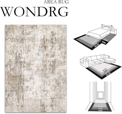2x8 Washable Runner Rug Brown Grey Neutral Abstract Hallway Kitchen Living Room Bedroom Non Slip Throw Rug Soft Low Pile Indoor Carpet for Entrance Laundry Bathroom