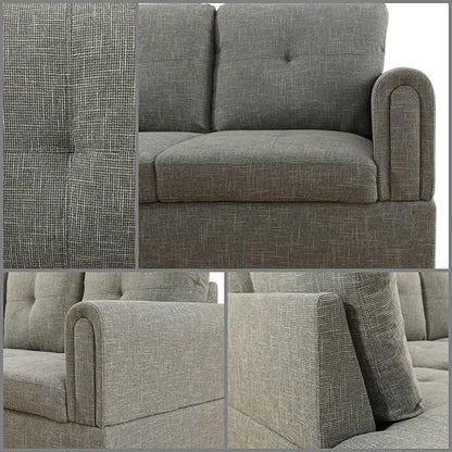 L Shaped Sectional Couches, Lounge Modular Sectional Sofa for Living Room Bedroom Furniture, Comfortable 4 Seat Couch with Ottoman Storage & Chaise, Grey