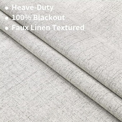 Joydeco 100% Total Blackout Curtains Custom Size for Bedroom Living Room Darkening Long Textured Drapes Thermal Insulated Back & Tab Rod Pocket 1 Panel(Light Beige,Custom Size)