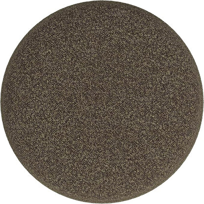 HomePop Upholstered Round Ottoman (No Lid, Seat Only) Home Décor | Round Pouf Foot Rest – Dark Brown Boucle