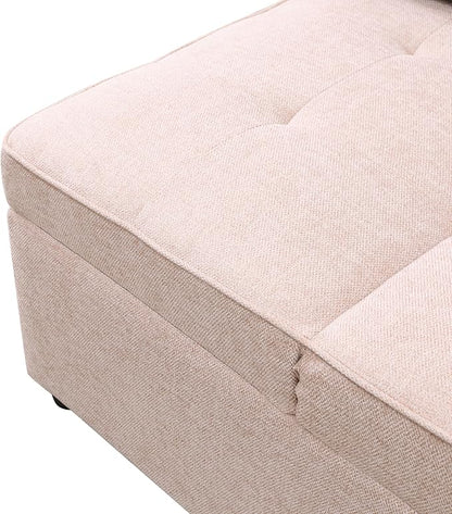 Sleeper Sofa, 4-in-1 Convertible Ottoman Couch Bed, Modern Sackcloth Futon Sofa Bed with 2 Pillows Adjustable Backrest, Recliner Folding Loveseat for Living Room, Apartment Dorm, Office,Pink