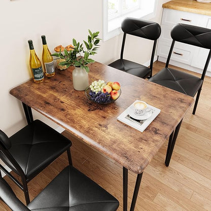 GarveeHome Dining Table Set for 4, Kitchen Table with Upholstered Chairs for Kitchen Room and Small Spaces (Vintage, Table with 4 Chairs)