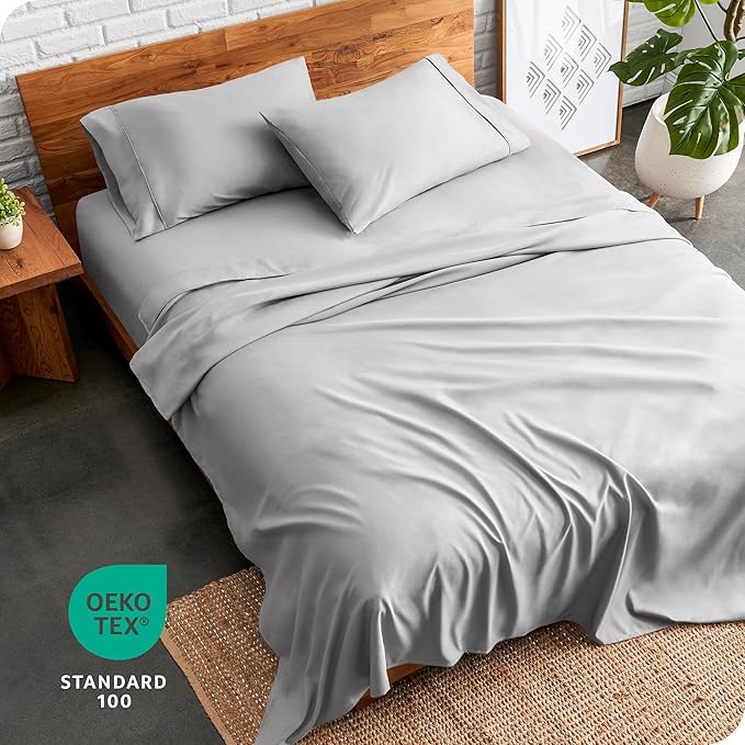 Bare Home King Sheet Set - Luxury 1800 Ultra-Soft Microfiber King Bed Sheets - Double Brushed - Deep Pockets - Easy Fit - 4 Piece Set - Bedding Sheets & Pillowcases (King, Light Grey)