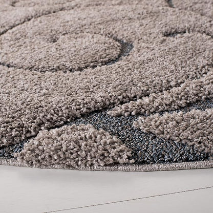 SAFAVIEH Florida Shag Collection Area Rug - 10' Round, Grey & Light Blue, Scroll Design, Non-Shedding & Easy Care, 1.2-inch Thick Ideal for High Traffic Areas in Living Room, Bedroom (SG455-1160)