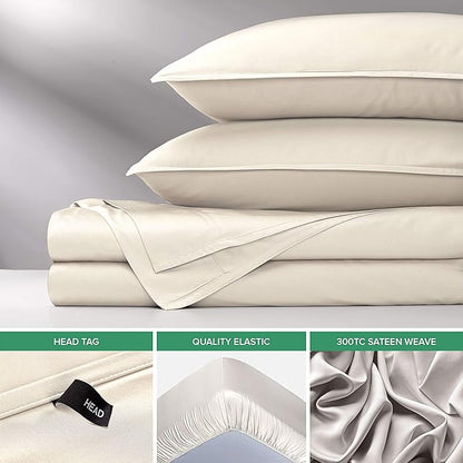 King Sheets by Pure Bamboo, Genuine 100% Organic Viscose Derived from Bamboo Bed Sheet Set, Luxuriously Soft & Cooling, Double Stitching, Lifetime Quality Promise (King, Ivory)
