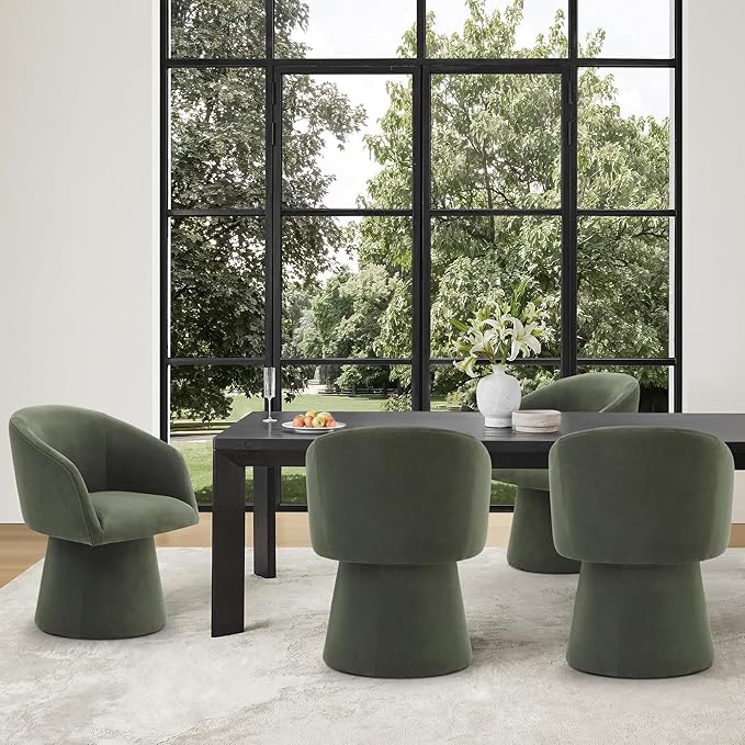 Swivel Dining Chairs Modern Accent Armchair Side Deskchair for Diningroom Vanity Bedroom Livingroom Reading Room,Green,2 Box