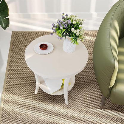 Roundhill Furniture Perth Contemporary Round End Table with Shelf