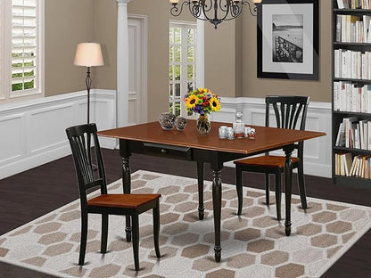 East West Furniture MZAV3-BCH-W 3 Piece Dinette Set for Small Spaces Contains a Rectangle Dining Table with Dropleaf and 2 Kitchen Dining Chairs, 36x54 Inch, Black & Cherry