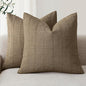Foindtower Set of 2 Decorative Linen Check Throw Pillow Covers Neutral Farmhouse Vintage Cushion Covers Modern Boho Home Decor for Sofa Chair Couch Bedroom Living Room Outdoor,24×24 Inch,Light Brown