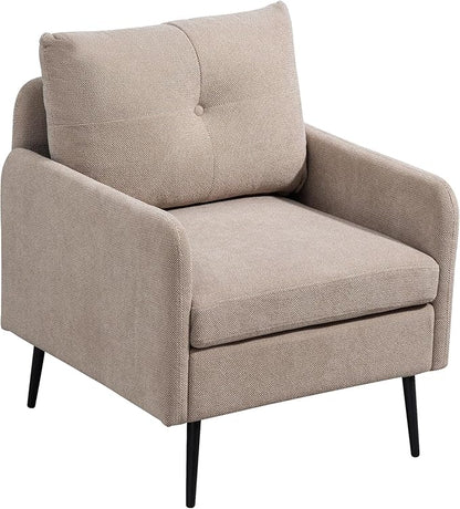 Ball & Cast Accent Chair with Metal Black Legs,Comfy Chenille Club Fabric Armchair,Single Sofa Chair for Living Room Bedroom,Dining Accent for Bedroom,Office,Coffee