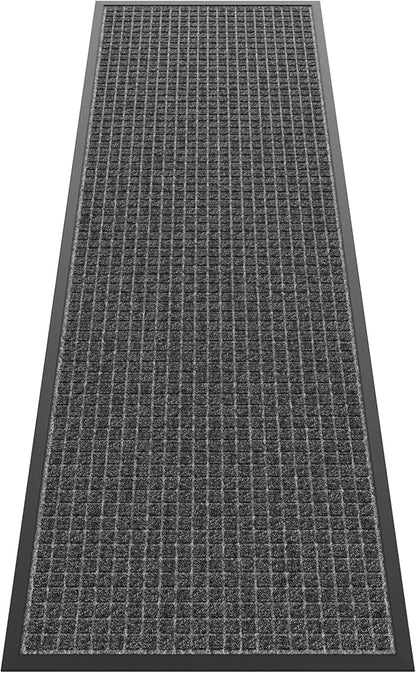 Sturdy Front Door Mat Outside Entrance, 6' x 2' All-Season All-Weather Doormat Waterproof, Stain and Fade Resistant, Natural Rubber Indoor Outdoor Welcome Door Mat Trap Dirt