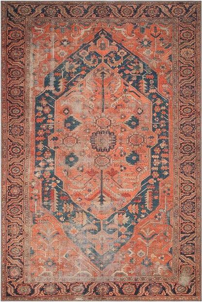 Keen Home Design 6x9 Rug - Machine Washable Area Rug with Non-Slip Backing, Ideal for Living Room, Dining Room, Bedroom - Vintage, Easy Clean, Durable, Low Pile Rug - (6' x 9')