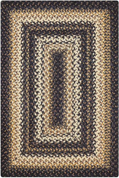 Homespice Kilimanjaro Premium Jute Braided Area Rug, 6' x 9' Rectangular Black and Brown, Reversible, Natural Jute Yarn Rustic, Country, Primitive, Farmhouse Style - 30 Day Risk Free Purchase