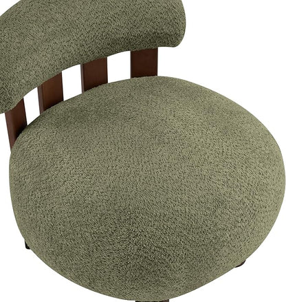 Christopher Knight Home Elvina Boucle Fabric Accent Chair, Solid Wood Single Lounge Sofa, Bedroom Comfy Reading Chair, for Modern Minimalist Style Living Room/Home Office, Olive Green