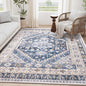 zesthome 4x6 Rug - Stain Resistant Washable Rug, Anti Slip Backing Rugs for Living Room, Foldable Vintage Small Area Rugs (Blue/Beige,4'x6')