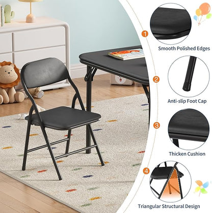 GarveeHome 3-Piece Kids Folding Table and Chairs Set, Toddlers Children's Activity Table and Chairs Set for Dining Room,Daycare,Classrooms