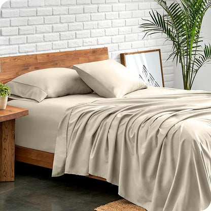 Bare Home Twin Sheet Set - 1800 Ultra-Soft Microfiber Twin Bed Sheets - Double Brushed - Deep Pockets - Easy Fit - Extra Soft - 3 Piece Set - Bedding Sheets & Pillowcases (Twin, Sand)