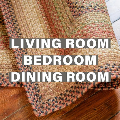 Homespice Gingerbread Jute Brown Braided Rugs 5x8' Oval for Living Room, Bedroom Rug and Dining Room. Pet Friendly. Decor Styles- Farmhouse Rug, Rustic, Vintage, Cottage, Primitive, Country, Boho Rug