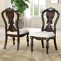 Furniture of America Byrne Traditional Side Chairs Set of 2, Comfortable Upholstered Seating with Ornate Corbels and Decoractive Backrest for Dining Room, Kitchen, and Living Room, Dark Brown