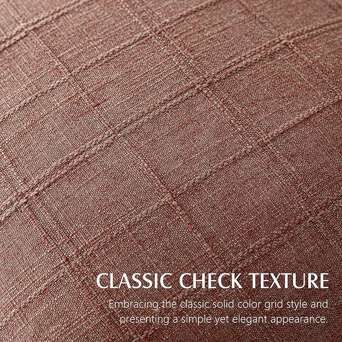 Foindtower Set of 2 Decorative Linen Check Throw Pillow Covers Neutral Farmhouse Vintage Cushion Covers Modern Boho Home Decor for Sofa Chair Couch Bedroom Living Room Outdoor,18×18 Inch,Autumnal Red