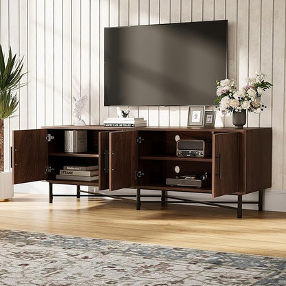 Christopher Knight Home Saral Modern 66 Inch TV Stand for TV up to 70 inch, TV Entertainment Center with Storage Adjustable Shelf, Wooden TV Console Table with Storage for Living Room, Chestnut Brown