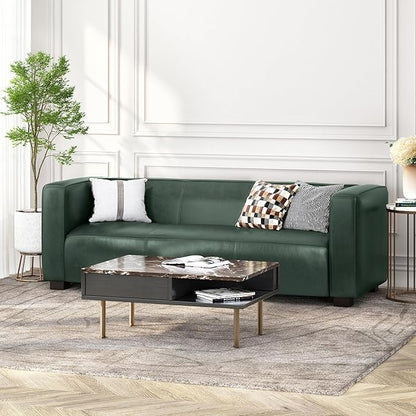 Merax Mid Century Modern 3 Seater Sofa with Birch Wood Legs, 80" Wide Smooth Upholstered Couch for Living Room, Apartment, Green