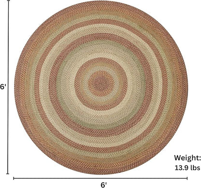 Harvest Multicolor Round Braided Rug, Jute, 6' - Perfect Country Decor for Living Room, Dining Room, Everywhere