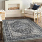 Washable Area Rug 4'x6' Traditional Floor Cover Foldable Thin Rugs Retro Kitchen Indoor Distressed Non Slip Carpet Floral Print Mat Bedroom Living Room
