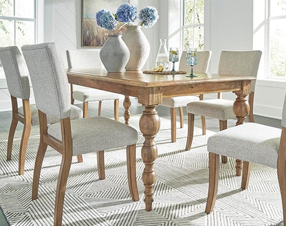 Signature Design by Ashley Rybergston Casual Stain Resistant Upholstered Solid Wood Dining Chair, Set of 2, Beige & Light Brown