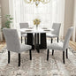 Merax 5-Piece Round Dining Table Set, Modern 4 Upholstered Chairs for Living,Kitchen Room, 43 Inch, White+Gray