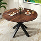 Round Dining Table, 42" Kitchen Dining Table for 4-6, Small Round Table with Metal Cross Legs, Modern Round Dining Room Table for Kitchen, Apartment, Living Room, Brown